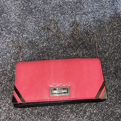 RV New Look Large Envelope Faux Black Snake Leather Clutch