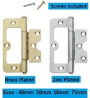 Flush Door Hinges WITH SCREWS Non Mortice Easy Fit Cabinet & Cupboard & Louvre