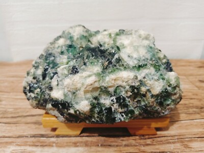 4264 Grams Unique Green Monatomic Andara Crystal with Wood Base