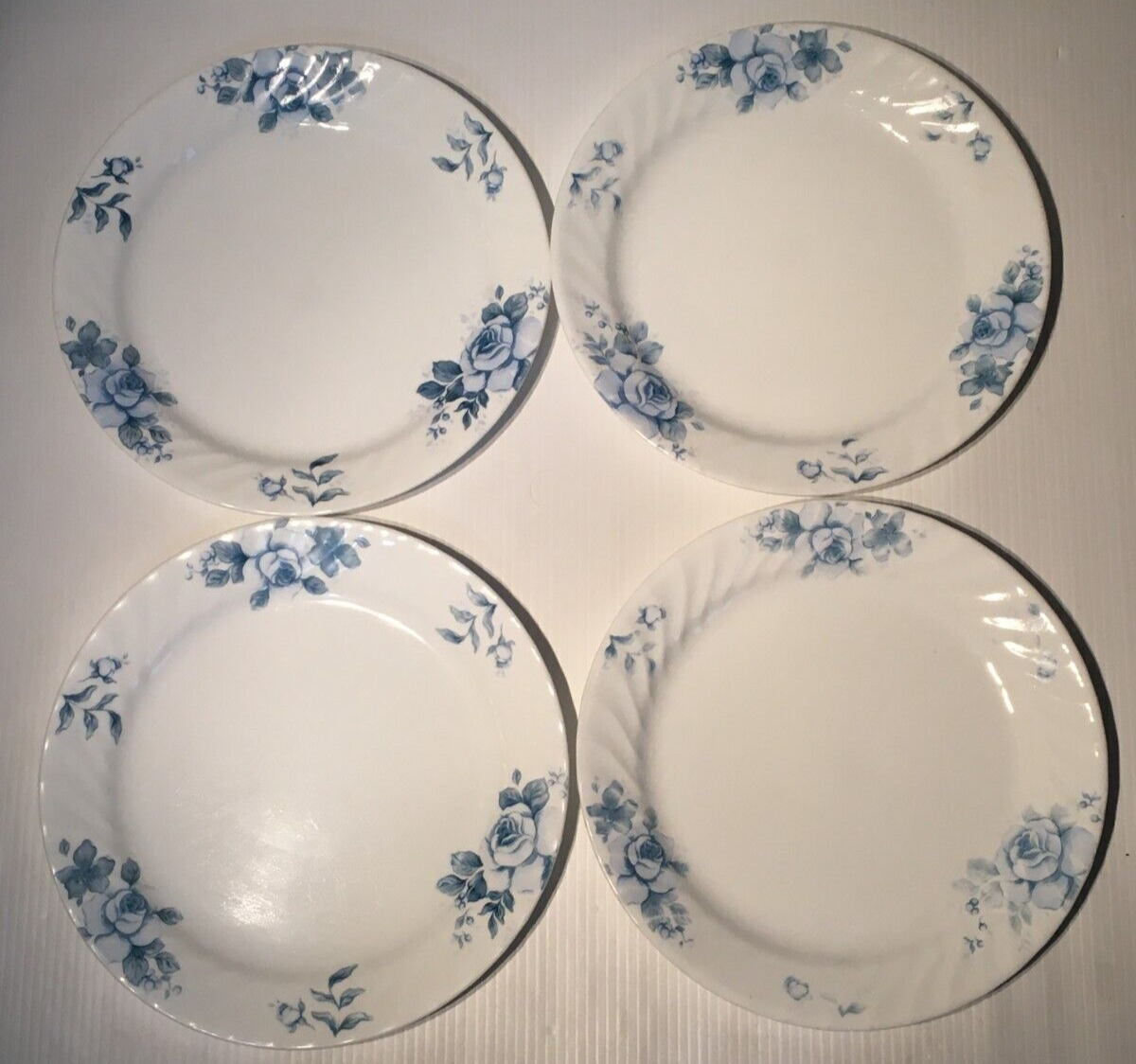 Corelle BLUE VELVET Dinner Plates Swirl Roses Flowers 10.25” Set of 4 eBay