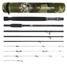 X5 Compact multi-functional Travel Fishing Rod 7’ 3”+ case,Spin-Bait-Fly Fishing