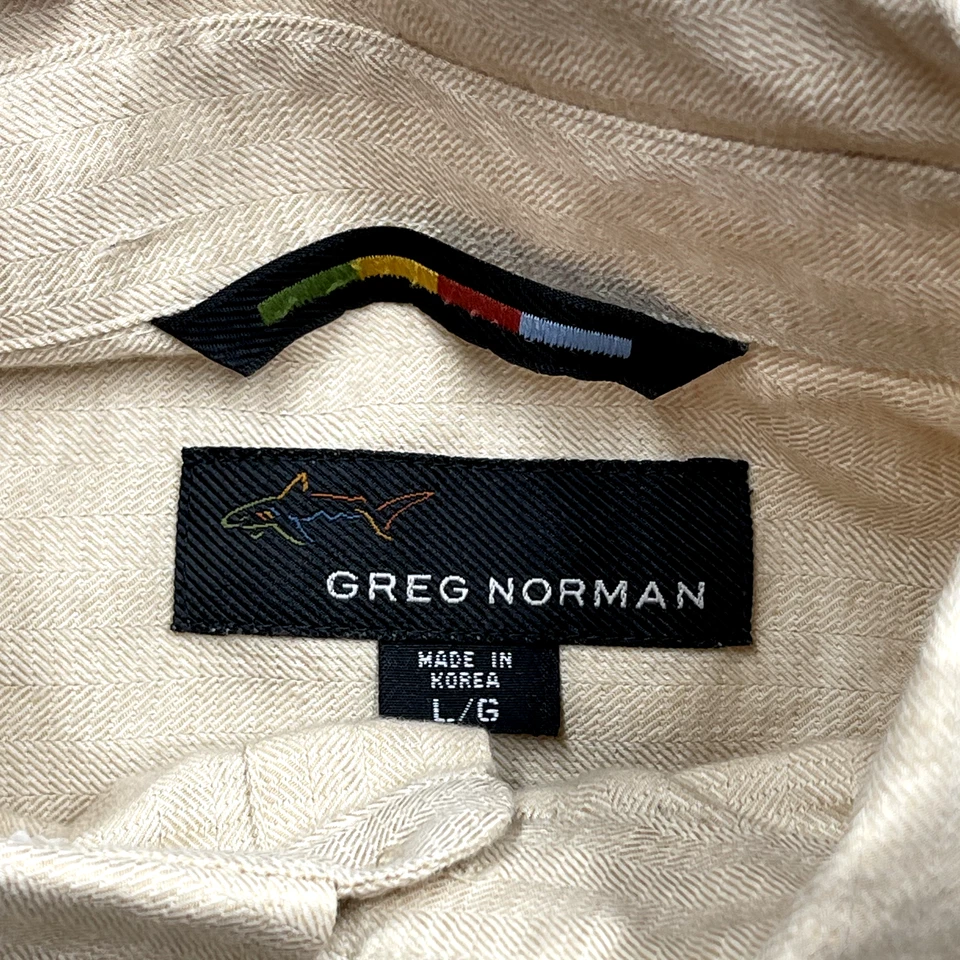 Camisa informal con botones Greg Norman para hombre grande bronceada playa relajada vacaciones golf Foto 4 de 4