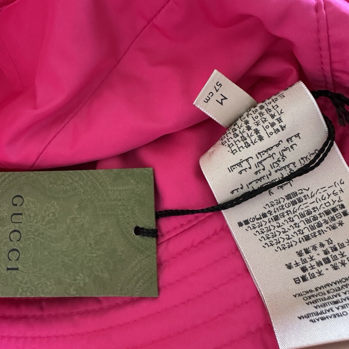 NWT GUCCI NYLON BUCKET PINK HAT GG logo Gold Size M | eBay