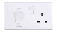 Deta S1312 45Amp DP Cooker Control Unit With White Rocker Switch