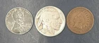 INDIAN HEAD PENNY BUFFALO NICKEL AND A 1943 STEEL WHEAT CENT (3 COIN) LOT