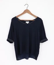 VELVET By Graham & Spencer Short Sleeve Viscose Boho Blouse Top Black S $145 D16