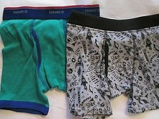 New 2 Boys Hanes Comfort Soft Flex 75 100 Cotton Boxer Briefs   Sz M Spaceships