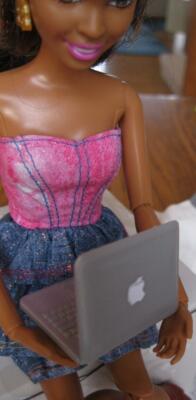 BARBIE DOLL LAPTOP COMPUTER APPLE LOGO OOAK 1/6 Scale I can Career