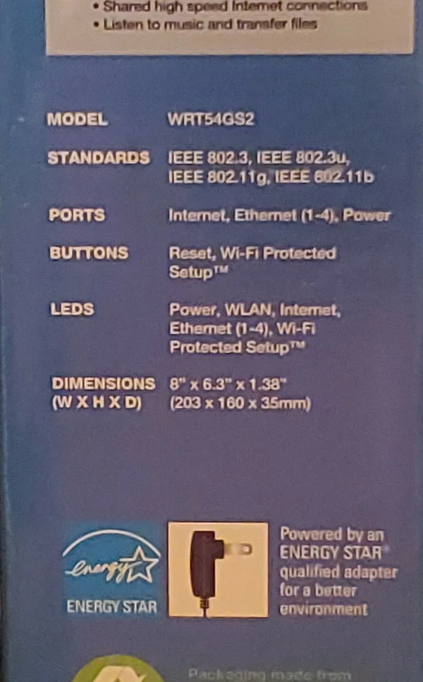 WRT54GS2 Linksys 2.4GHz 4-Port RJ-45 54Mbps Fast Ethernet IEEE 802b/g Wireless-G - Image 4 of 4