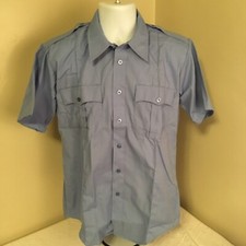 Martins 9950 Mardac Poplin Mens Uniform Shirt Light Blue Short Sleeve 15 NWOT FS