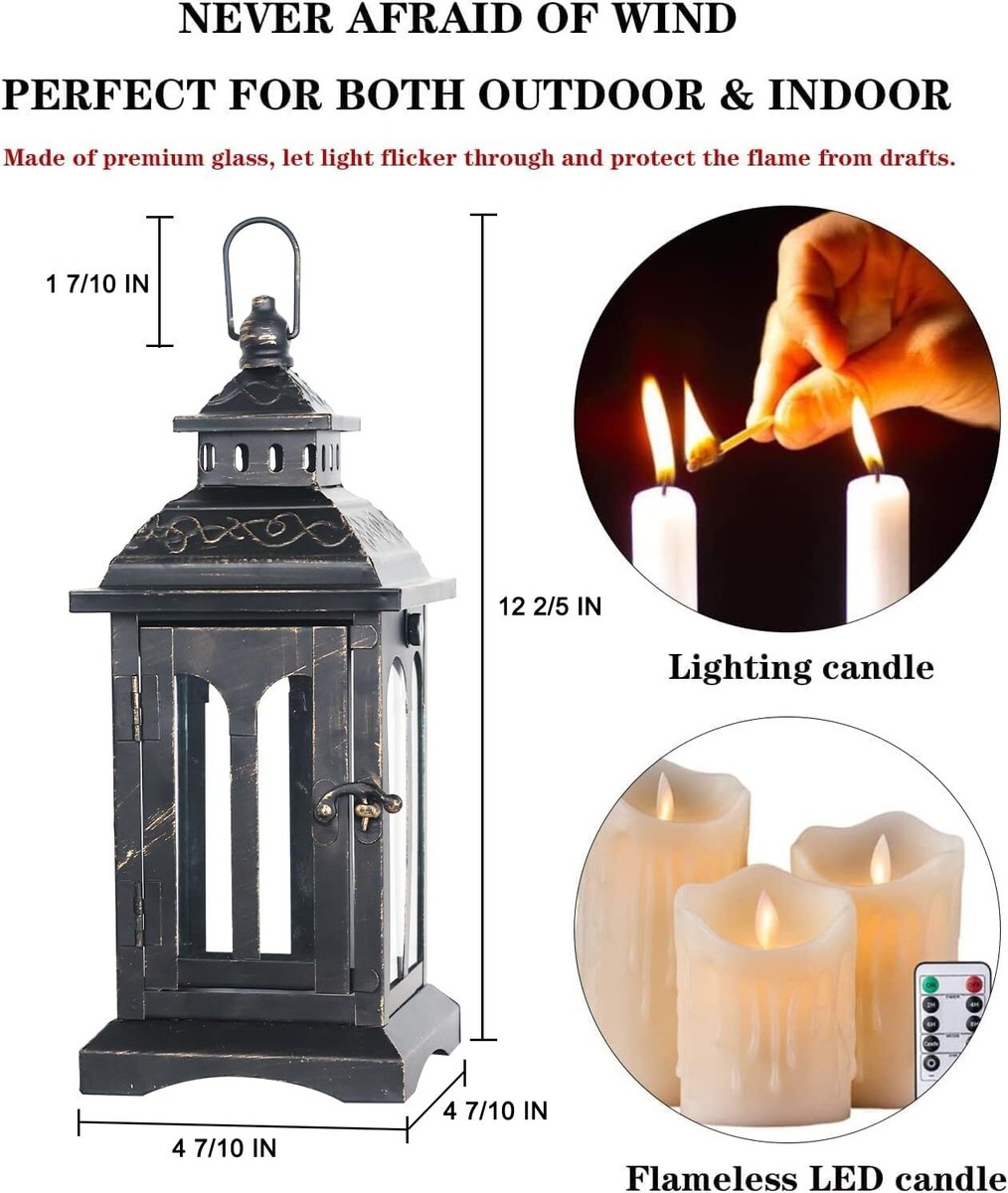 Candle Lantern Decorative Indoor & Outdoor Christmas Vintage Metal