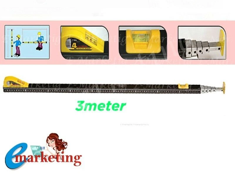 Telescopic Measuring Stick 3 Meter Rod for Accurate Measurement