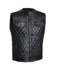 Hunt Club Style Men's Paisley Leather Vest Motorcycle Biker Concealed Carry