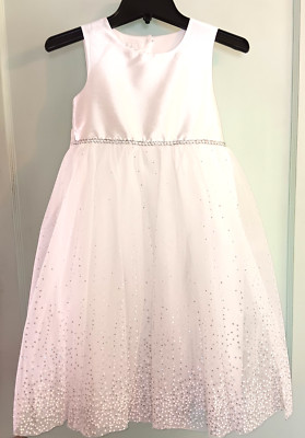 MARMELLATA FLOWER GIRL DRESS COMMUNION BRIDAL WHITE W/TULLE SPARKLE SKIRT 6 NEW