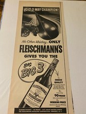 Vintage 1952 Fleischmann's Gin Big 3 Way Champion Boxing Theme ad