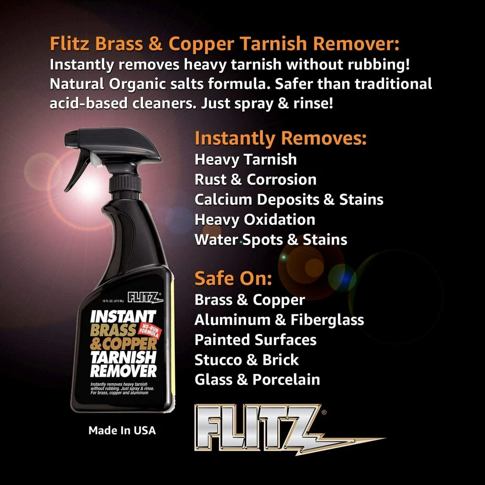 FLITZ Brass & Copper Tarnish Remover 16oz/473ml Trigger Spray Bottle (SEE VIDEO) - Image 2 of 4