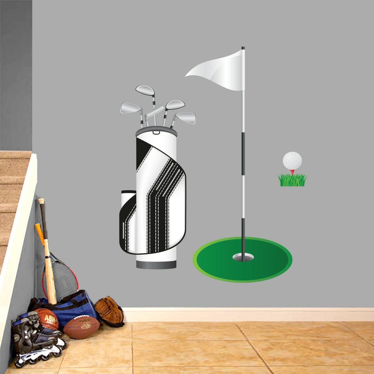 Golf Printed Wall Decal Set for Sports Fans, Kids, Teens, Man Cave, Garage Decor