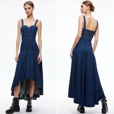 Alice And Olivia Donella Denim Bustier High Low Dress Size 2 NWT