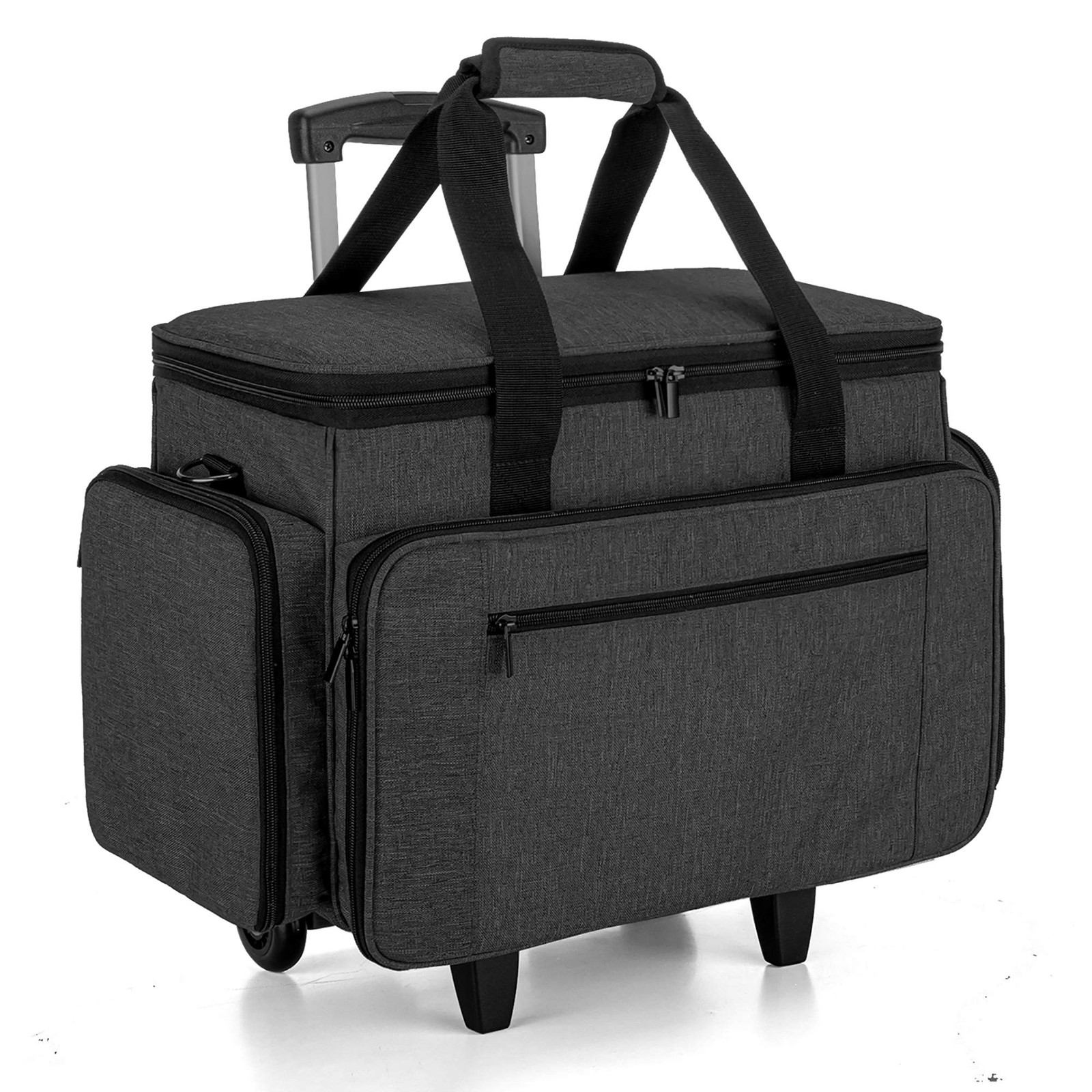 LUXJA Sewing Machine Case with Detachable Dolly Rolling Sewing Machine Tote