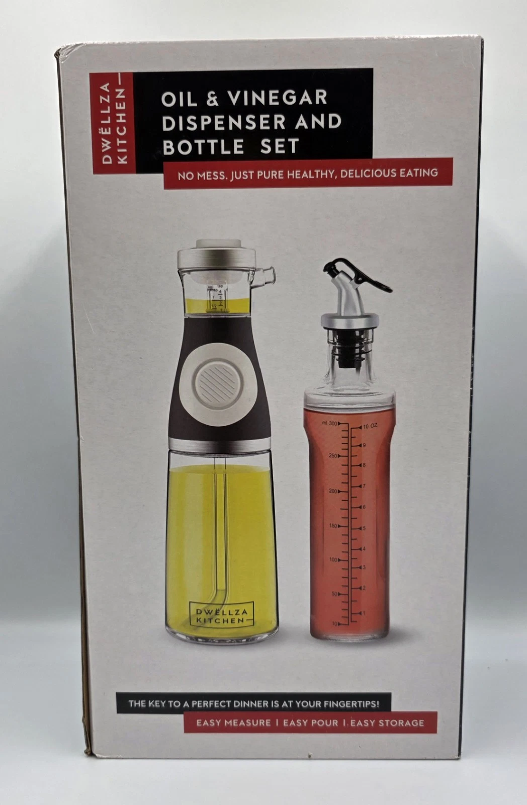 DWELLZA KITCHEN Oil & Vinegar Dispenser And Bottle Set - Easy Measure & Pour....