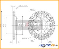 2 St. Bremsscheibe Maxgear 19-0948 Vorderachse FüR Mitsubishi