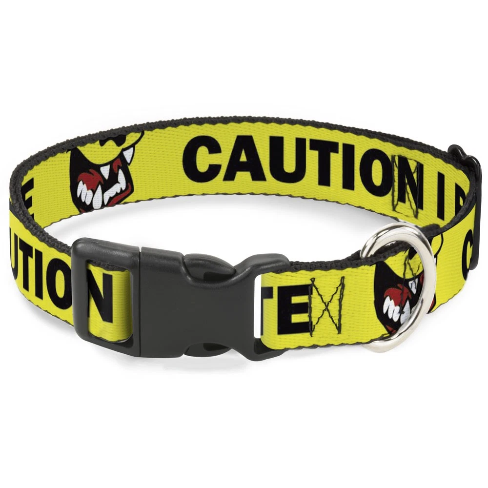 Plastic Clip Collar Pet Quote CAUTION I BITE/Dog Growl Yellow/Black (US IMPORT)