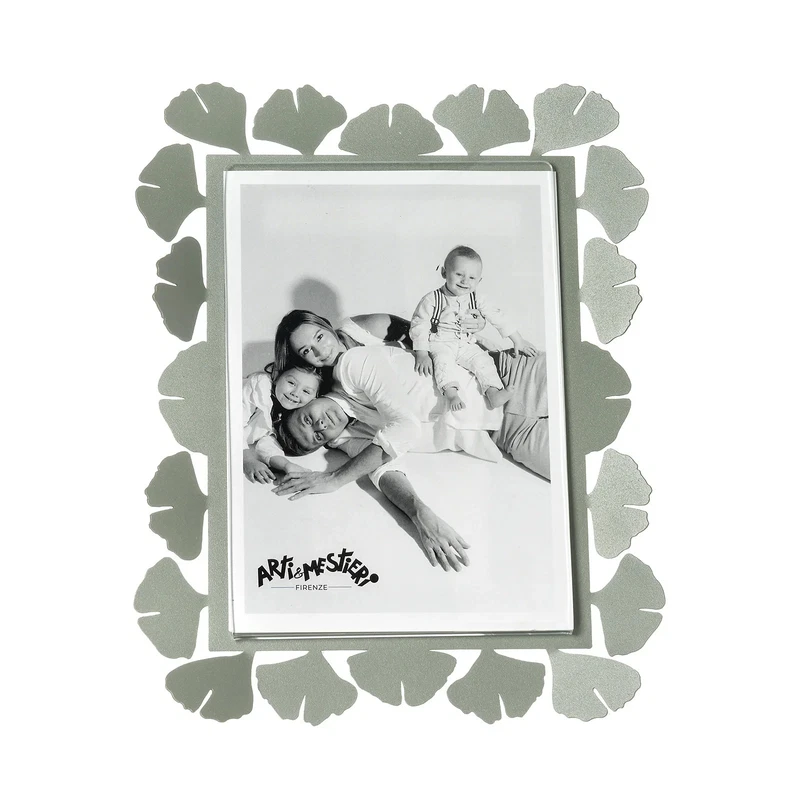 Porta Foto Ritratto 13x18 cm Verde Arti e Mestieri Fiori di Ginko Verticale