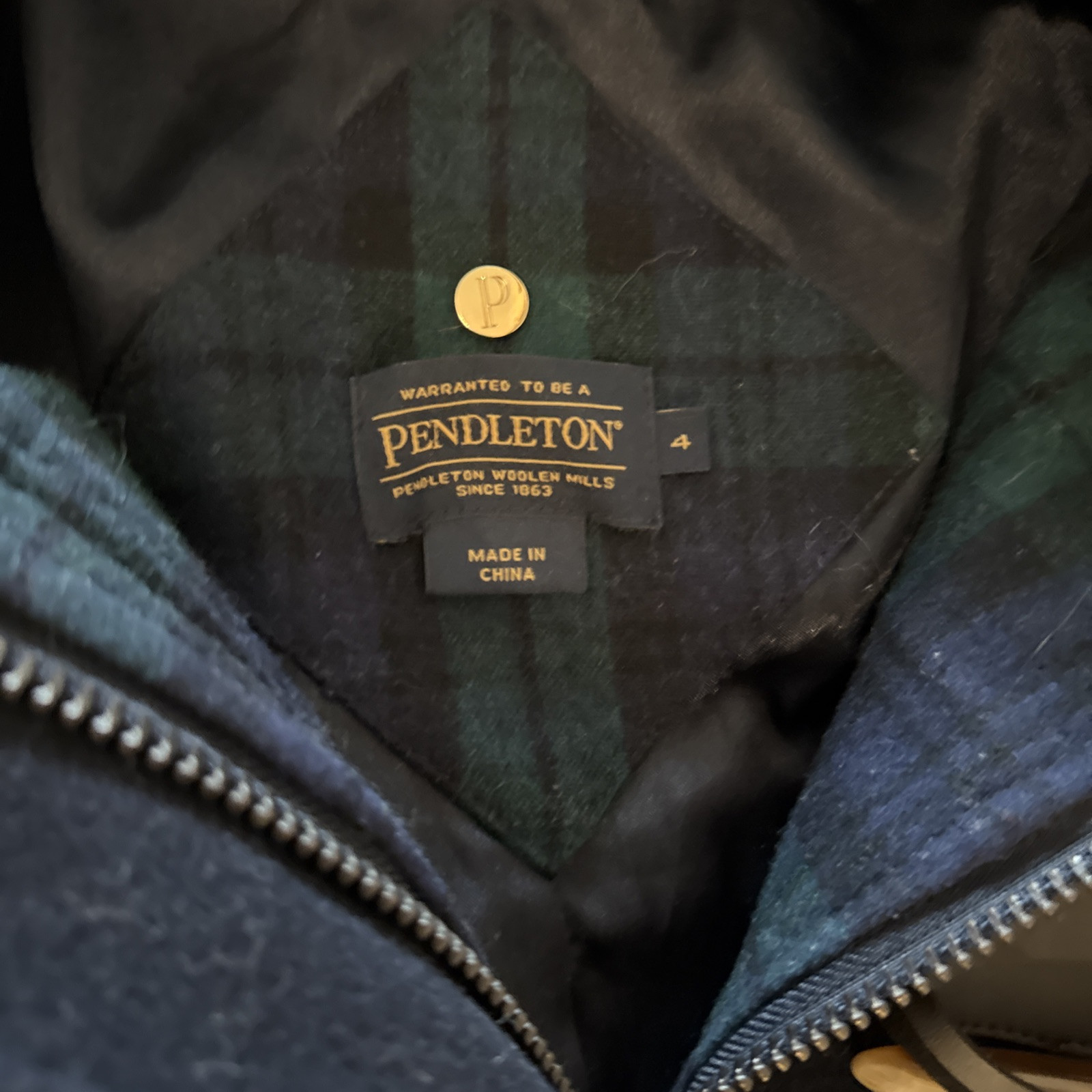 Vintage Navy Pendleton Coat Wool Jacket Lined Gre… - image 5