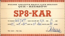 QSL radio card SP8KAR 1964 Rzeszow Ohtaolek Border Symbols; Squiggle Lines