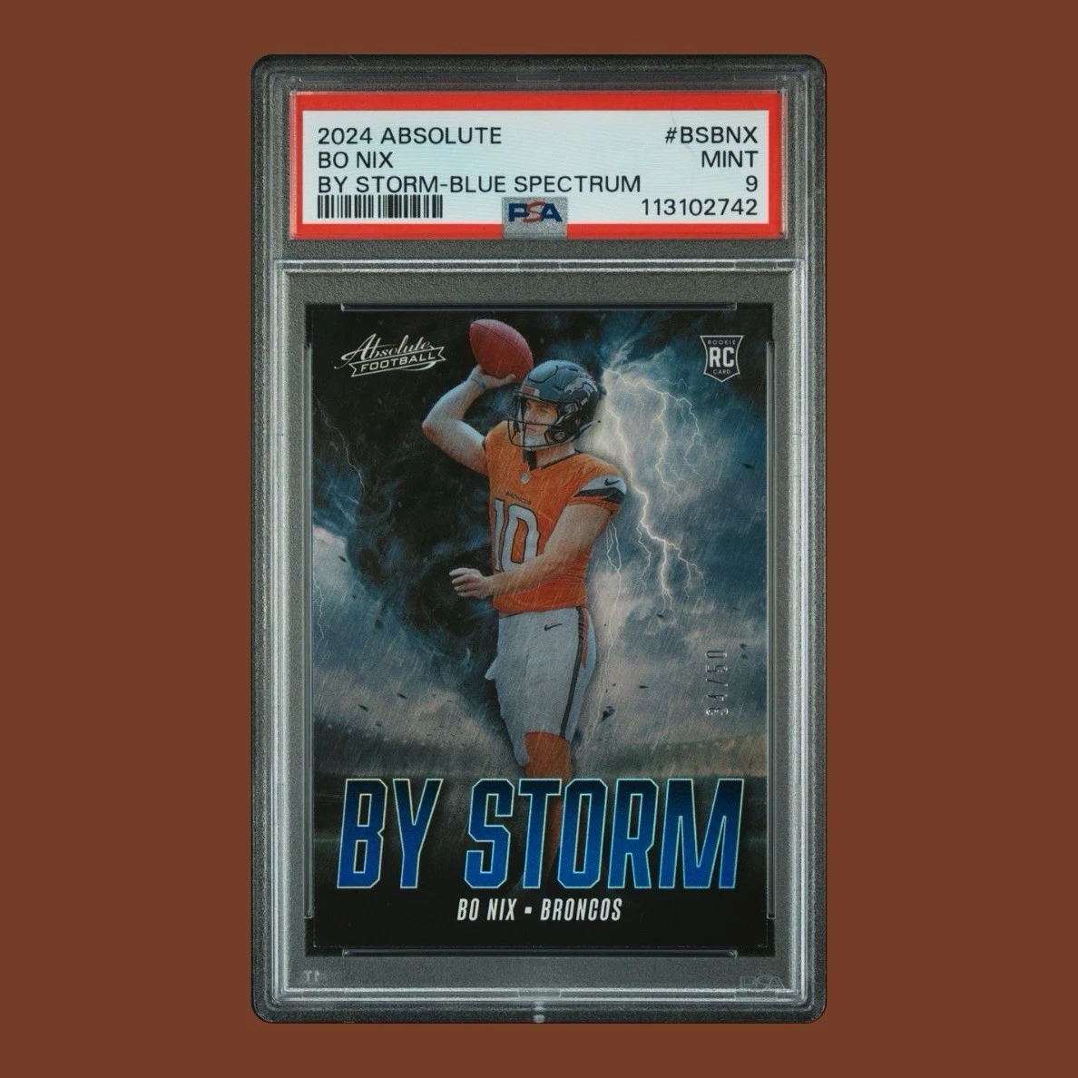 Bo Nix Panini Absolute By Storm #BSBNX Blue Spectrum