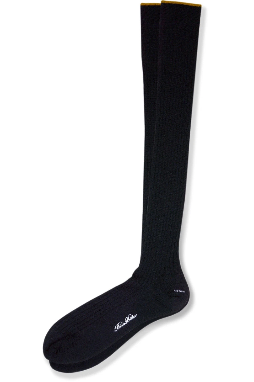 Brooks Brothers Mens Black Brown Ribbed Merino Wool Knee Socks Sz: 13 BB-3421
