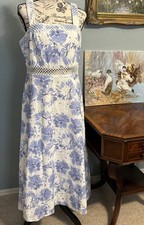 Lulu’s Fit And Flare Floral Islet Sundress In Blue And White Sz L