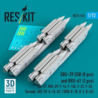GBU-39 SDB (8 pcs) and BRU-61 (2 pcs) (1/72) RS72-0516 ResKit
