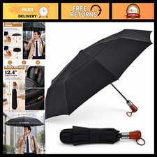 Compact Folding Travel Umbrella, Auto Open/Close, Windproof Double Canopy