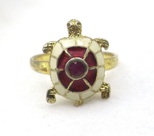Authentic Gold Plated 925 Sterling Silver Tortoise Ring Natural Ruby Gemstone US Size 8.5