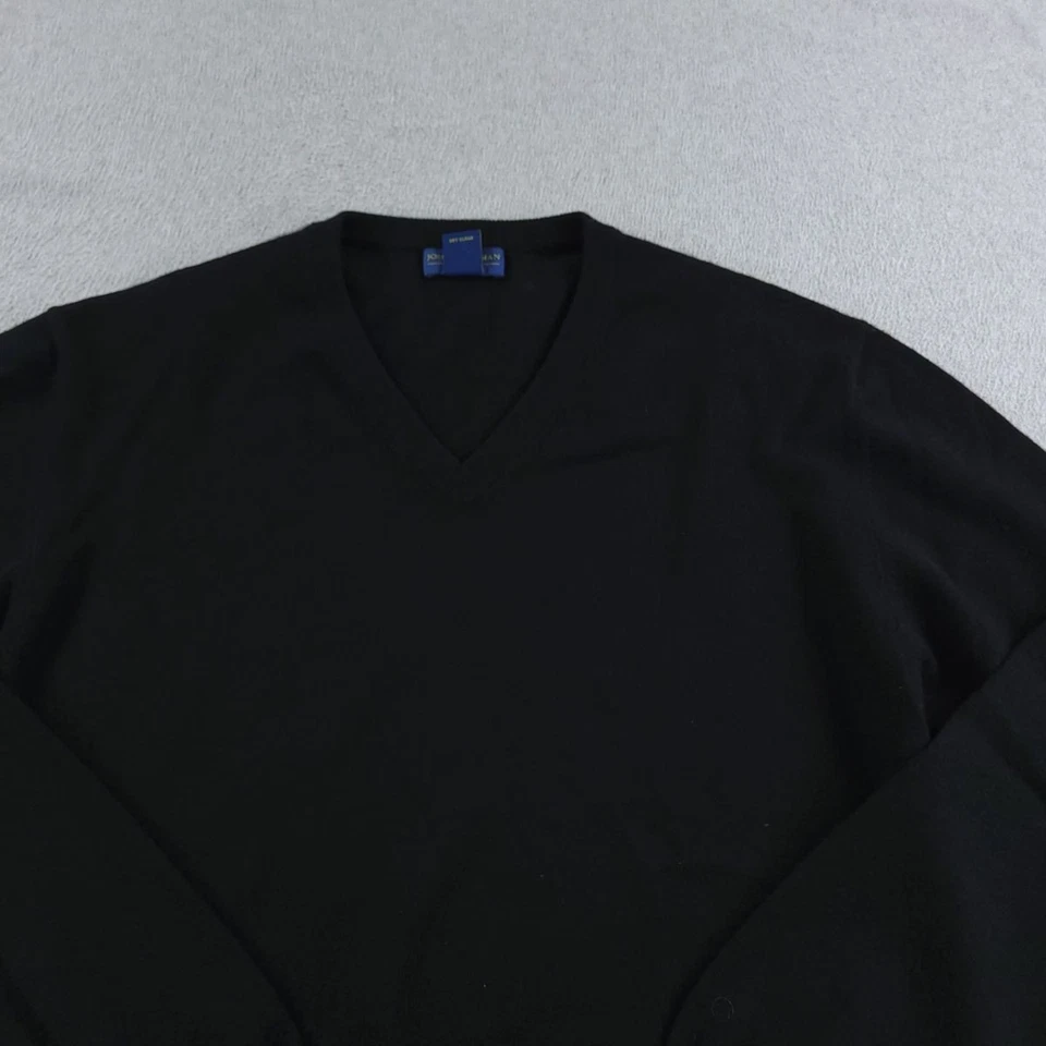 Suéter Joseph & Lyman Para Hombre Grande Negro 100% Cachemira Cuello en V Pullover Jersey Foto 2 de 4