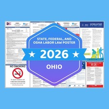 2026 Ohio State and Federal Labor Law Poster, All Mandatory Laminated Poster