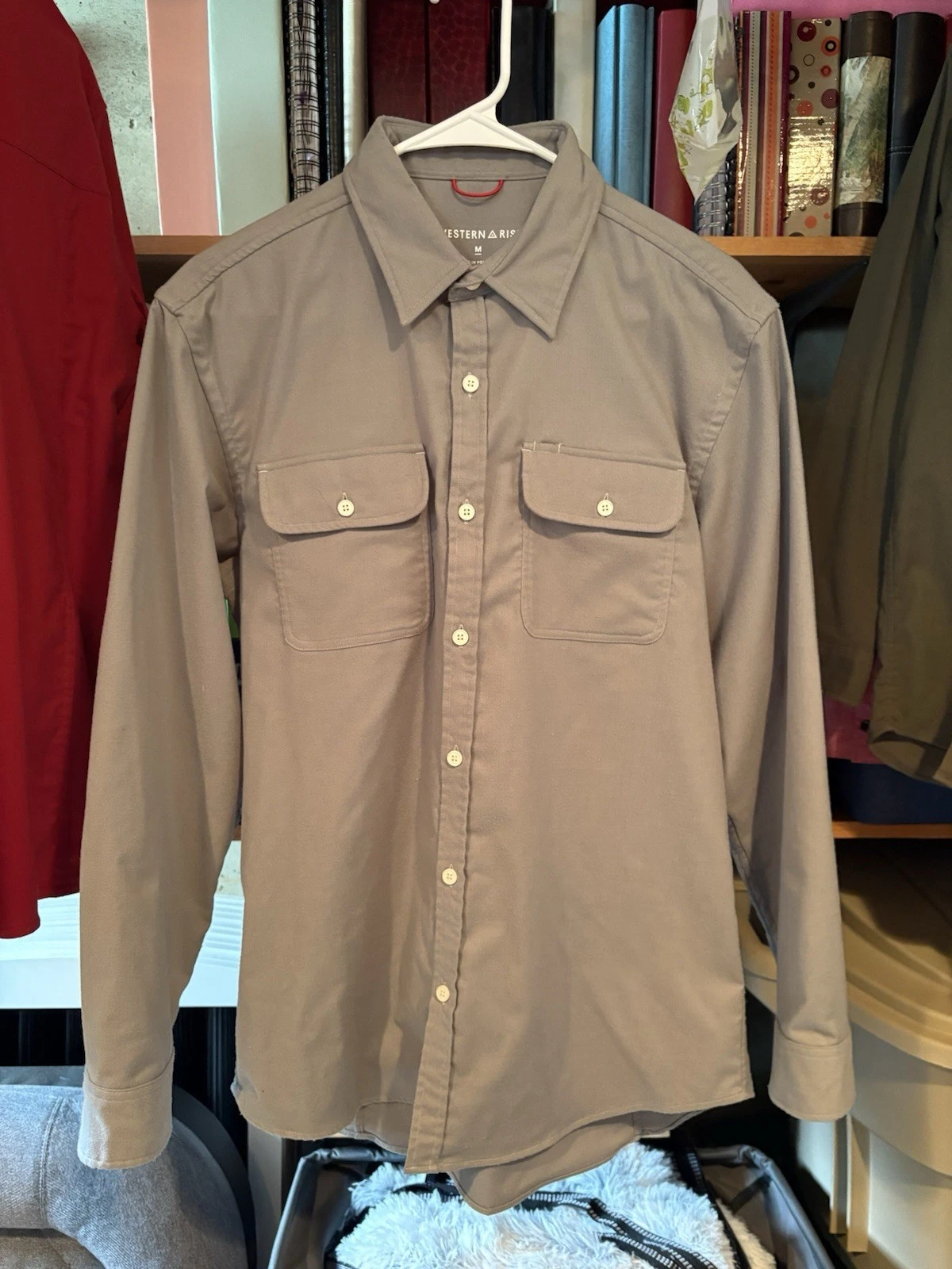 Western Rise Shirt Mens M Gray Elkton Stretch Flannel Wool Blend Travel Tech
Opens in a new window o