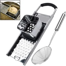 Premium Grade Stainless Steel Spaetzle Maker & Silver Strainer 