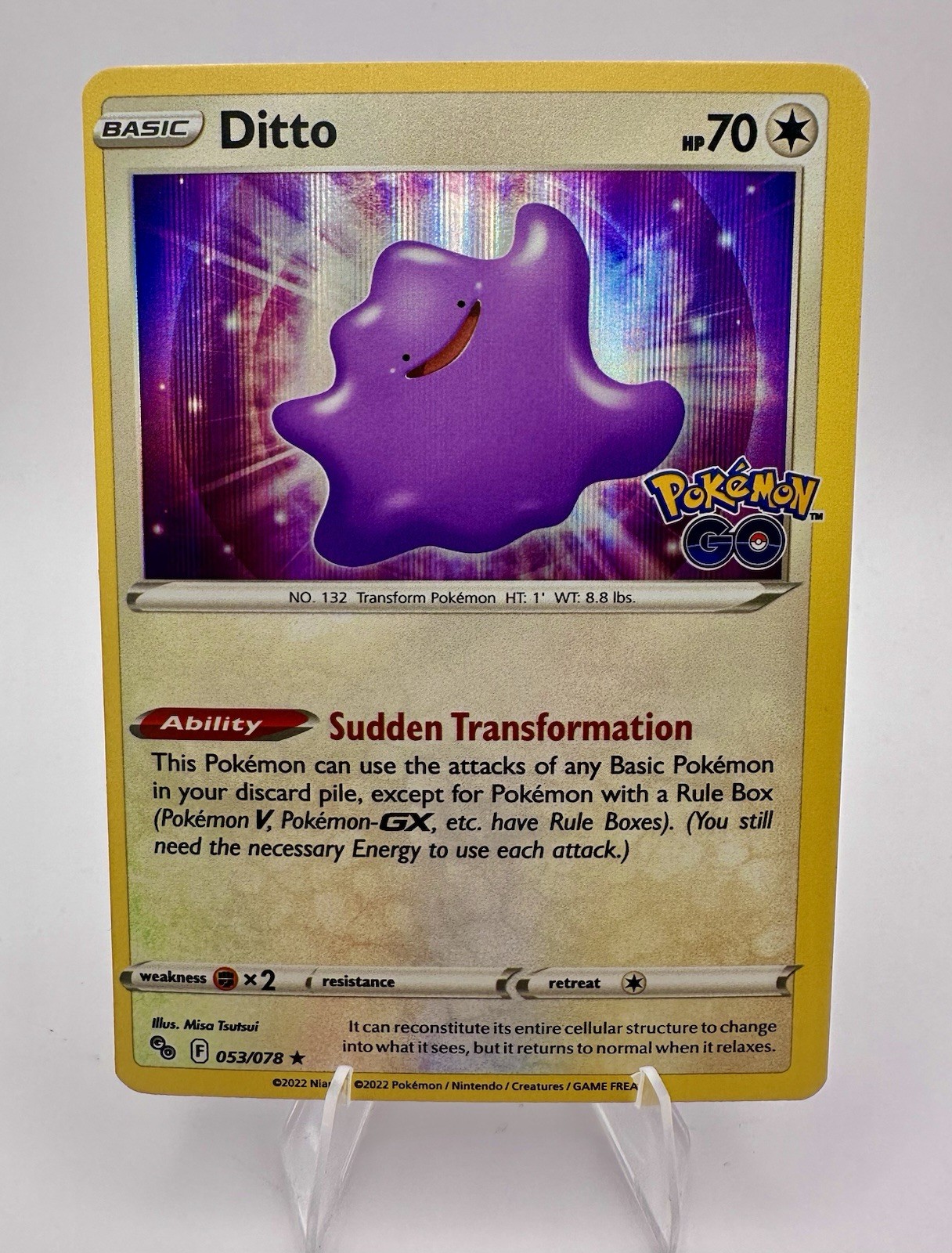 Pokémon Ditto Holo 053/078 Pokémon GO - Sudden Transformation Card