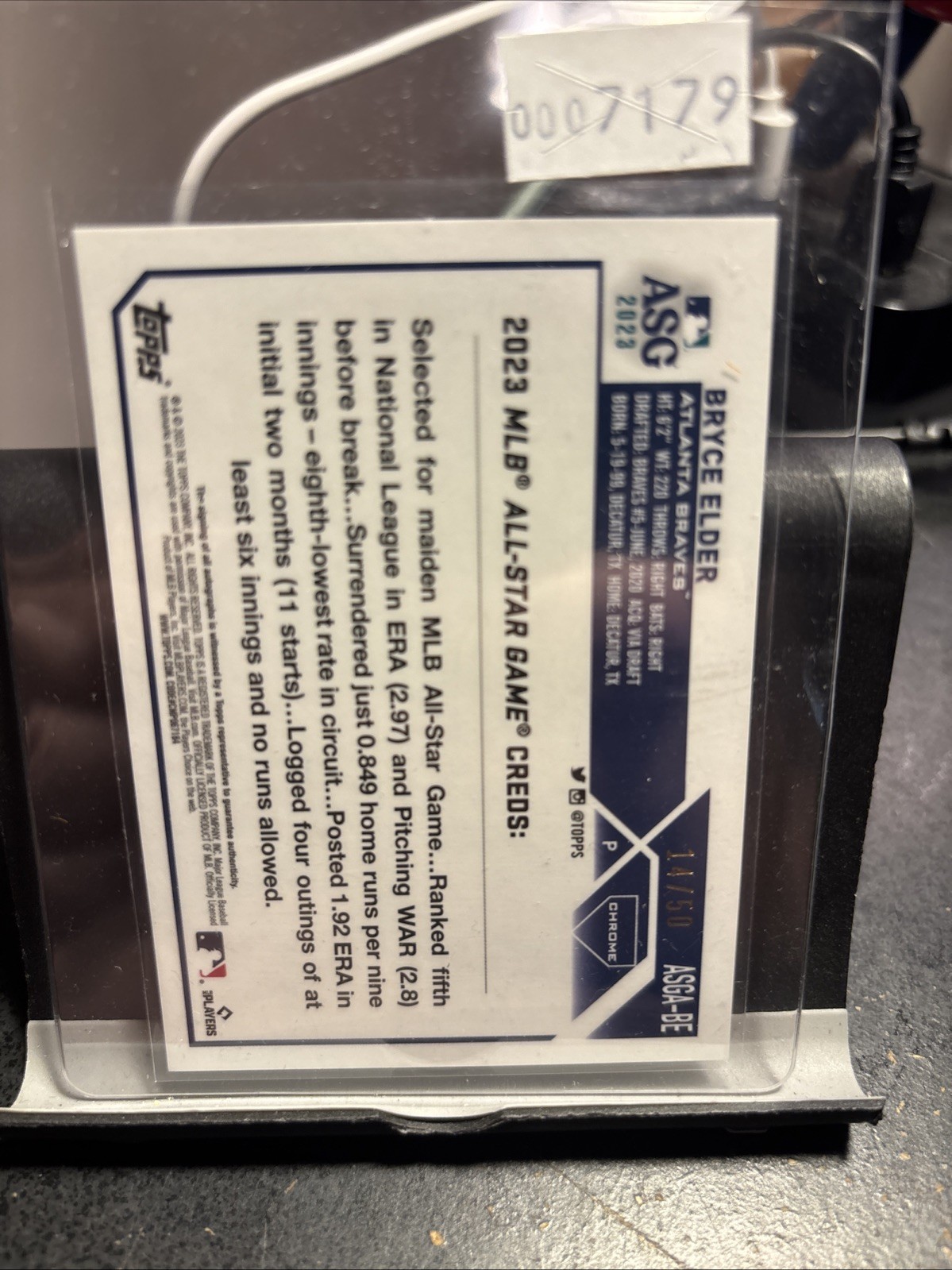 2023 Topps Chrome Bryce Elder ASG Gold Auto 14/50 Made. Atlanta Braves #ASGA-BE view 2