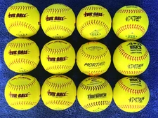 1 DOZ (12) MIXED USA 12” SOFTBALLS IN VERY GOOD CONDITION (.52/300)