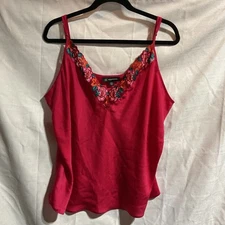 INC Intimates Loungewear Lace Inset "Love Potion Red" Camisole Top Adj Strap 3XL