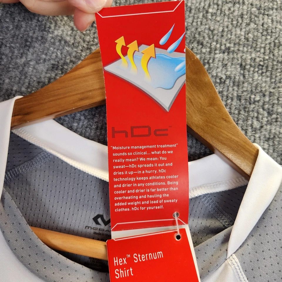 Camisa McDavid Hex Sternum Para Hombre Grande Blanca Gris 7610 Acolchada Compresión Top Foto 4 de 4