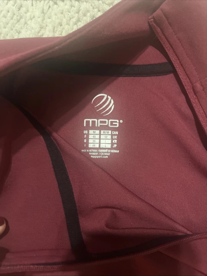 Camisa deportiva de manga larga con cremallera MPG para mujer mediana borgoña Foto 2 de 4