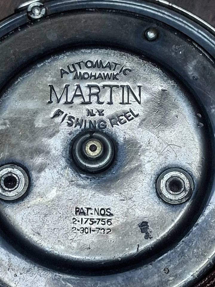 Carrete automático de pesca con mosca Martin de colección, con señuelo vintage Wardens Spin-N-Glo Foto 2 de 4