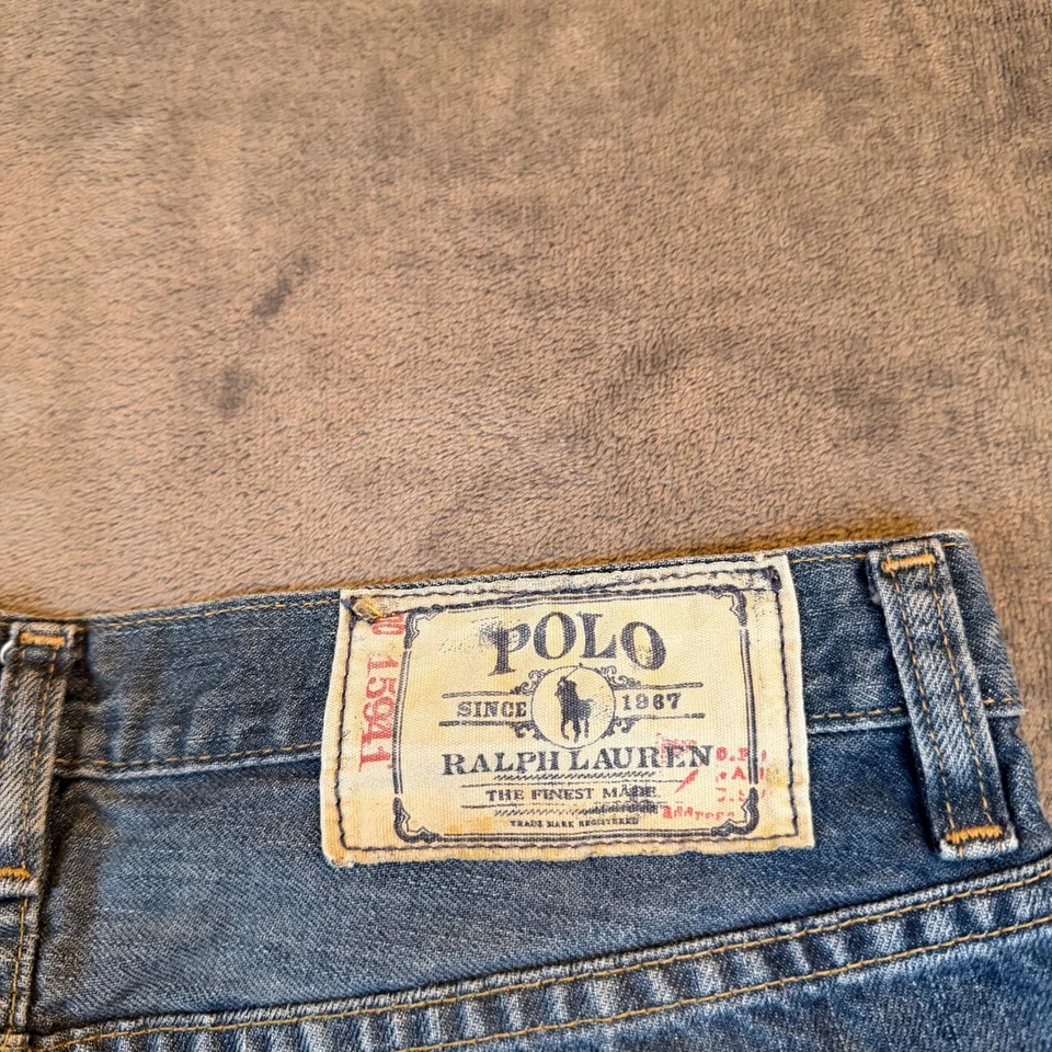 Pantalones de mezclilla Polo Ralph Lauren azul tiro alto pierna ancha para mujer talla 18 29x31" Foto 3 de 4