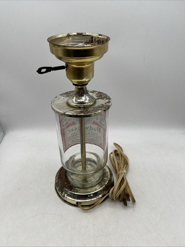 Vintage 1960's Budweiser Glass Bar Lamp No Globe Rough Shape Working See Pics - Picture 3 of 11