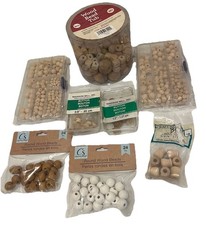 Big Lot Wooden Beads for Crafts Mixed Lot of 300 Beads Various Sizes Sm-Lg