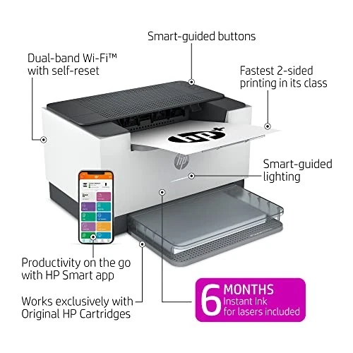 HP LaserJet M209dwe Wireless Black & White Printer HP 6GW62E - Gray - Image 2 of 4